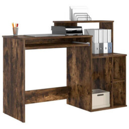 Berkfield Modern Desk With Storage Smoked Oak 120.5X44X88.5 Cm Engineered Wood - thumbnail 3