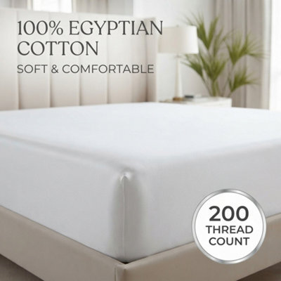 200 Thread Count Egyptian Cotton Fitted Sheet 40Cm Deep Pocket Extra Deep Bed Sheet Soft Stretchable Mattress Cover - image 1
