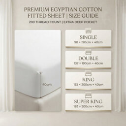 200 Thread Count Egyptian Cotton Fitted Sheet 40Cm Deep Pocket Extra Deep Bed Sheet Soft Stretchable Mattress Cover - thumbnail 3