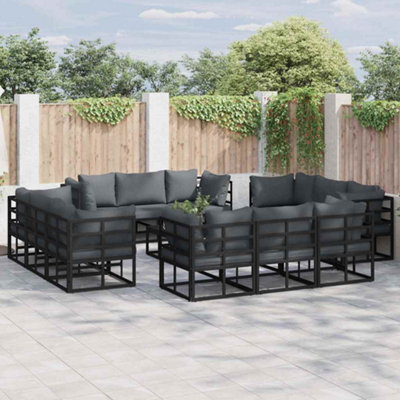 Berkfield Garden Sofa Set 13 Pcs Black 70 X 70 X 32 Cm Aluminium - image 1