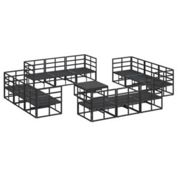 Berkfield Garden Sofa Set 13 Pcs Black 70 X 70 X 32 Cm Aluminium - thumbnail 8