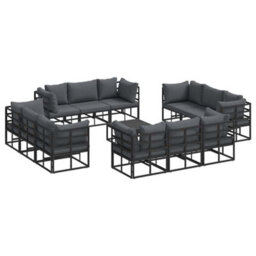 Berkfield Garden Sofa Set 13 Pcs Black 70 X 70 X 32 Cm Aluminium - thumbnail 2