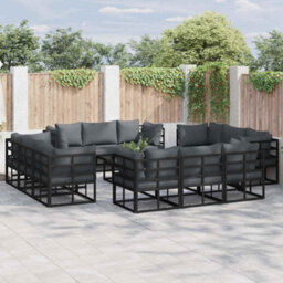 Berkfield Garden Sofa Set 13 Pcs Black 70 X 70 X 32 Cm Aluminium - thumbnail 1