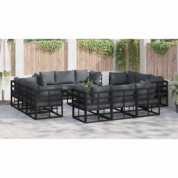 Berkfield Garden Sofa Set 13 Pcs Black 70 X 70 X 32 Cm Aluminium - thumbnail 6