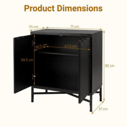 Black Fluted Console Cabinet Adjustable Shelf - thumbnail 2