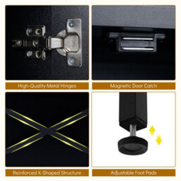 Black Fluted Console Cabinet Adjustable Shelf - thumbnail 4