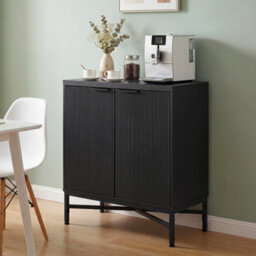 Black Fluted Console Cabinet Adjustable Shelf - thumbnail 6