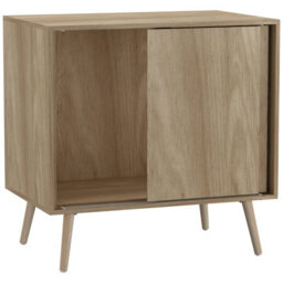 Urbn-Living Urbnliving 2-Door Sliding Chest Cabinet Sideboard Oak Carcass Closet Storage Cupboard Organiser With Pine Legs - thumbnail 5