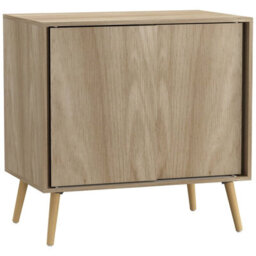 Urbn-Living Urbnliving 2-Door Sliding Chest Cabinet Sideboard Oak Carcass Closet Storage Cupboard Organiser With Pine Legs - thumbnail 1
