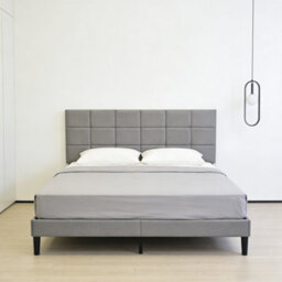 Yaheetech 5Ft King Upholstered Platform Bed Frame With Adjustable Tufted Headboard, Dark Grey - thumbnail 7