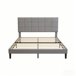 Yaheetech 5Ft King Upholstered Platform Bed Frame With Adjustable Tufted Headboard, Dark Grey - thumbnail 2