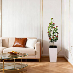London Boutique 150 Cm Artificial Camellia Tree, Tall Red Planter, Faux Flower Tree, Indoor Outdoor Decor, Entryway Living Room - thumbnail 5