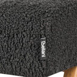 Wyld And Coco Bouclé Bench Black With Light Brown Rubberwood Legs, Rectangular Hallway Seat W118 X D46 X H48Cm - thumbnail 8