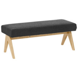 Wyld And Coco Bouclé Bench Black With Light Brown Rubberwood Legs, Rectangular Hallway Seat W118 X D46 X H48Cm - thumbnail 5