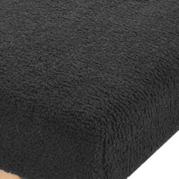 Wyld And Coco Bouclé Bench Black With Light Brown Rubberwood Legs, Rectangular Hallway Seat W118 X D46 X H48Cm - thumbnail 6