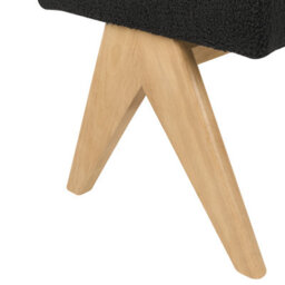 Wyld And Coco Bouclé Bench Black With Light Brown Rubberwood Legs, Rectangular Hallway Seat W118 X D46 X H48Cm - thumbnail 7