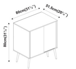 Urbn-Living Urbnliving 2-Door Sliding Chest Cabinet Sideboard Black Carcass Closet Storage Cupboard Organiser With Beech Legs - thumbnail 6