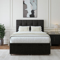 Bedmaster Charcoal Linen Ottoman Divan Base And Square Headboard Single - thumbnail 2