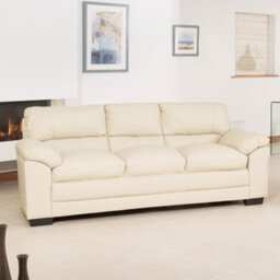 Genoa 214Cm Cream Bonded Leather 3 Seat Sofa With 135Cm Wide X 187Cm Deep Sofa Bed