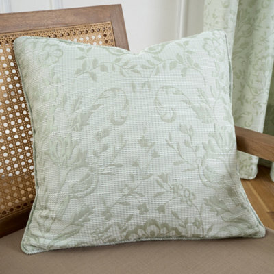 Curtina Marple Woven Jacquard Sage Green Filled Cushion - image 1