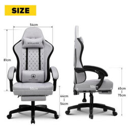 Gtplayer Fabric Gaming Chair With Footrest, Ergonomic Computer Desk Chair With Pocket Spring Cushion Heavy Duty Wide Pc Chair - thumbnail 4