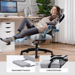 Gtplayer Fabric Gaming Chair With Footrest, Ergonomic Computer Desk Chair With Pocket Spring Cushion Heavy Duty Wide Pc Chair - thumbnail 7