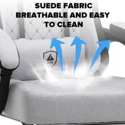 Gtplayer Fabric Gaming Chair With Footrest, Ergonomic Computer Desk Chair With Pocket Spring Cushion Heavy Duty Wide Pc Chair - thumbnail 6