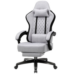 Comhoma Fabric Gaming Chair With Footrest, Ergonomic Computer Desk Chair With Pocket Spring Cushion Heavy Duty Wide Pc Chair