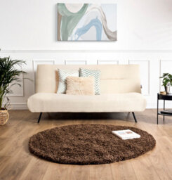 Bravich Brown Thick Shaggy Circle Rug - California - 150Cm - thumbnail 3