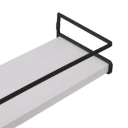 Living And Home Set Of 2 Wall Mounted Floating Shelves White Paulownia Wood Black Frame With Towel Rail - thumbnail 6