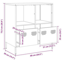 Vidaxl Sideboard Olive Green 68X39X73.5 Cm Cold-Rolled Steel - thumbnail 3