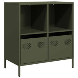 Vidaxl Sideboard Olive Green 68X39X73.5 Cm Cold-Rolled Steel - thumbnail 2
