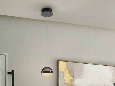 Luminosa Lighting Luminosa Orbes 12Cm Globe Pendant Ceiling Light Chrome Black Led 3000K - Uk Stock - image 1