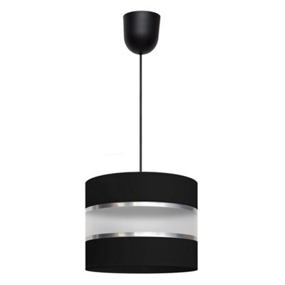 Luminosa Lighting Luminosa Helen Cylindrical Pendant Ceiling Light Black, Silver 20Cm