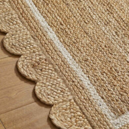 Melrose 100% Jute Made Naturals Border Scallop Edge Large Area Rug 0mm Pile Height 160/230Cm - thumbnail 2