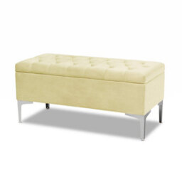 Modena Storage Ottoman Bench, Ottoman Footstool With Legs, 180Cm Plush Velvet Upholstered End Of Bed Bench, Cream - thumbnail 3