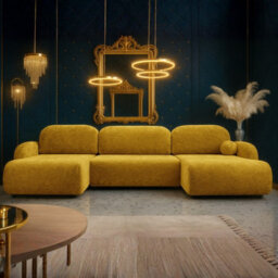 Corner Sofa Dream U Lc+2R+Lc With Storage And Sleeping Function Mustard