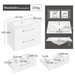 60Cm Bathroom Vanity Unit With Ceramic Basin, Mirror And Storage Shelves - thumbnail 2