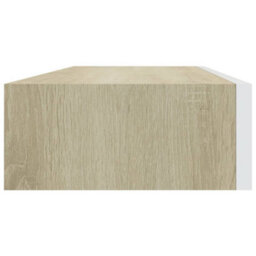 Berkfield Wall Drawer Shelves 2 Pcs Oak And White 60X23.5X10Cm Mdf - thumbnail 6
