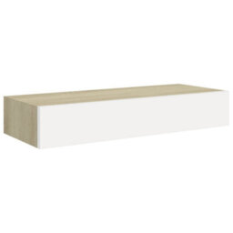 Berkfield Wall Drawer Shelves 2 Pcs Oak And White 60X23.5X10Cm Mdf - thumbnail 4