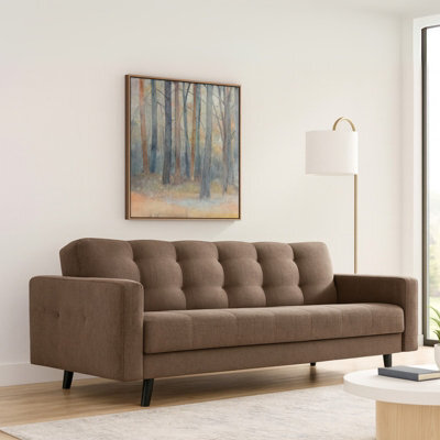 Sofa Bed With Storage Bonell Springs Pull Out Sleep Function Beige Fabric Upholstery Modern Design Lizbona - image 1