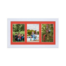 AK Frames 40X20Cm White Classic Multi Photo Frame With Poppy Red Mount - Holds 3 Apertures (3X) 6X4 Photos - thumbnail 1