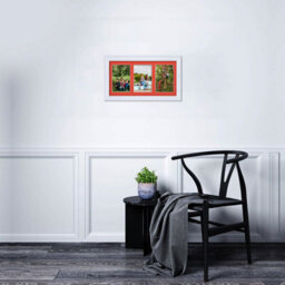 AK Frames 40X20Cm White Classic Multi Photo Frame With Poppy Red Mount - Holds 3 Apertures (3X) 6X4 Photos - thumbnail 3