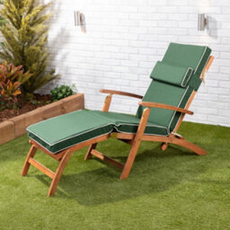 Alfresia Green Steamer Deck Chair Garden Cushion With Luxury Thick Foam Filling - thumbnail 2