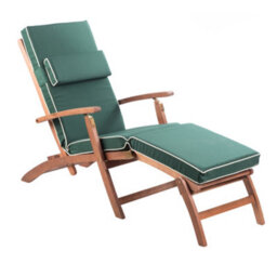 Alfresia Green Steamer Deck Chair Garden Cushion With Luxury Thick Foam Filling - thumbnail 7