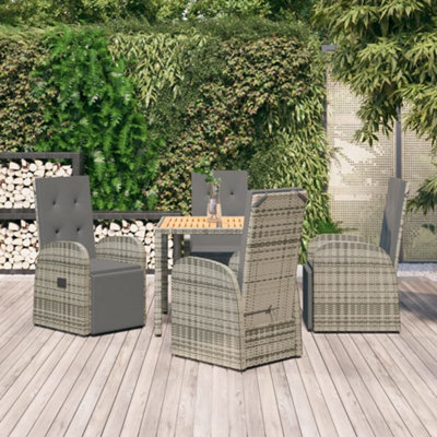 Berkfield 5 Piece Garden Dining Set Grey Poly Rattan&solid Wood Acacia - image 1