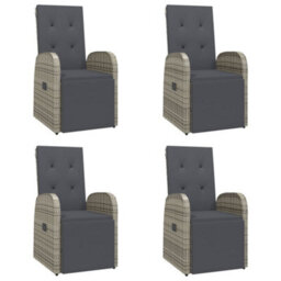 Berkfield 5 Piece Garden Dining Set Grey Poly Rattan&solid Wood Acacia - thumbnail 4