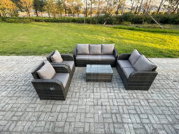 Fimous Rattan Garden Furniture Set Outdoor Patio Sofa, Table And Chairs Garden Table Ideal For Pool Side, Balcony