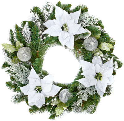 Premier Decorations Limited Premier - 60Cm Poinsettia Decorative Wreath, White