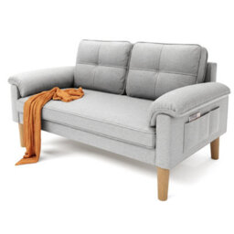 Bealife 2-Seater Sofa With Armrest And Side Pocket, Modern Fabric, 145 X 77 X 77 Cm - thumbnail 2